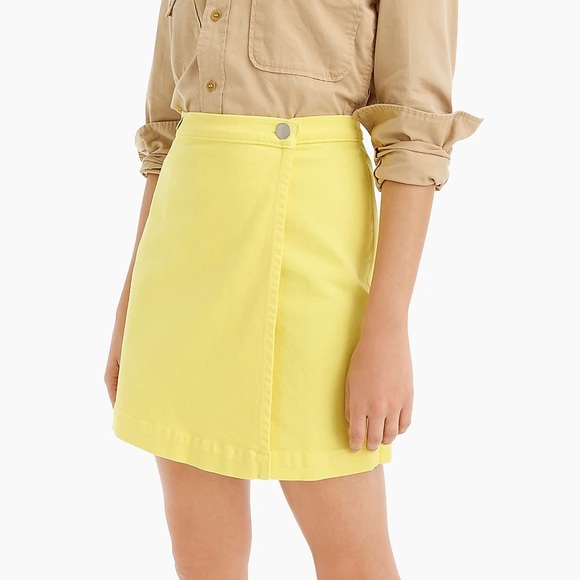 J. Crew Dresses & Skirts - J.Crew Yellow Garment-dyed Japanese Denim Wrap Mini Skirt